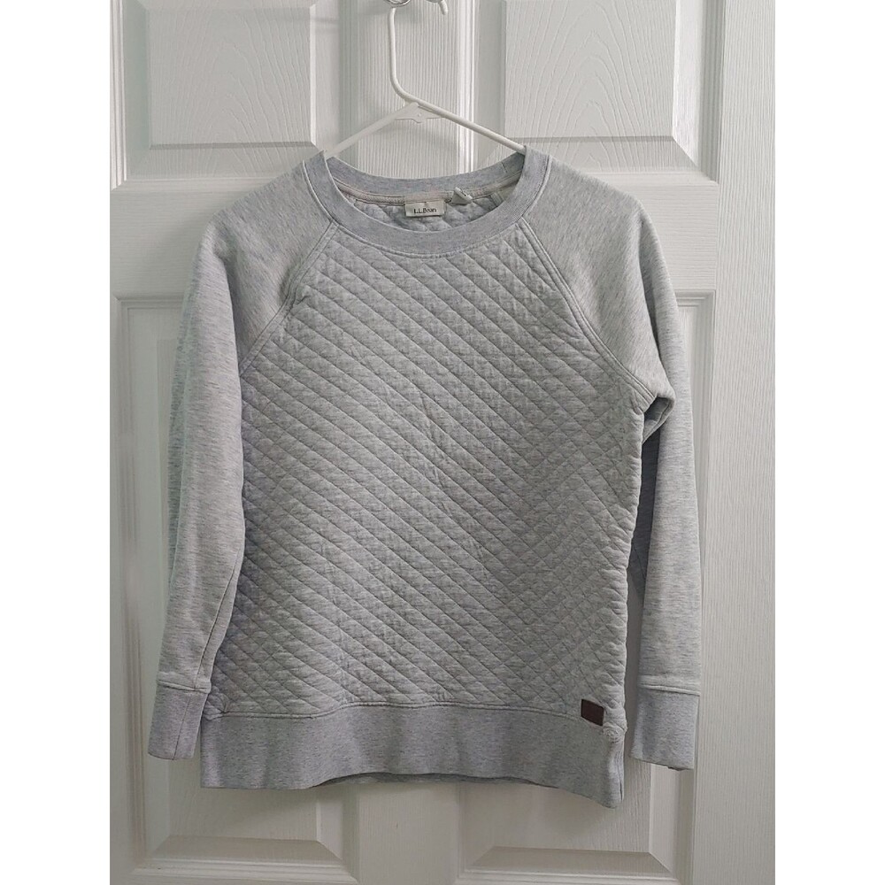 L.L. Bean Quilted Crewneck Pullover Women's XS Heather Gray Sweatshirt Gorpcore